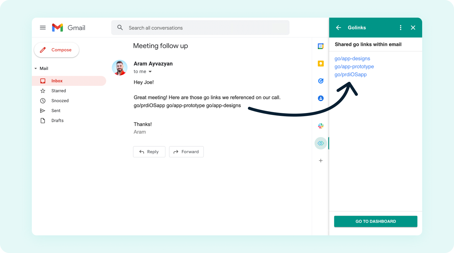 GoLinks® in Gmail sidebar